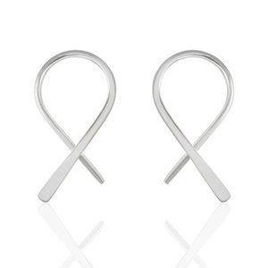 STERLING SILVER Crossed Loop POST EARRINGS e10030